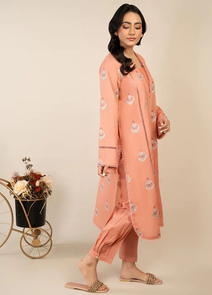 Rawayat By Meeral Embroidered Lawn Suit Unstitched 2 Piece MRL24R Peachy - Summer Collection