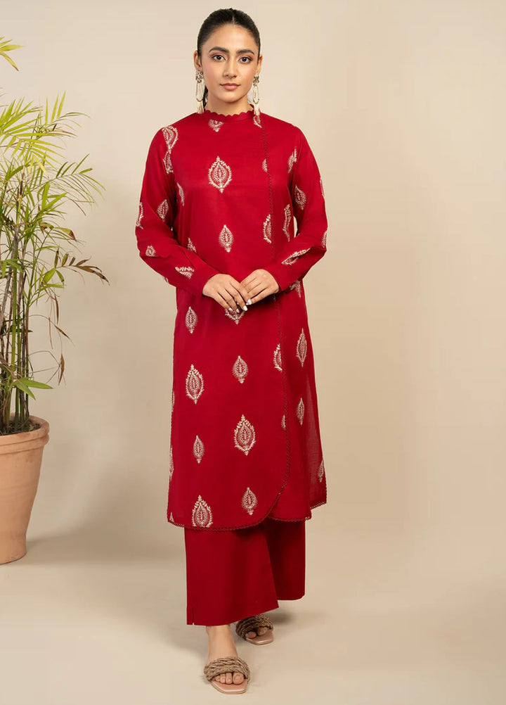 Rawayat By Meeral Embroidered Lawn Suit Unstitched 2 Piece MRL24R Ruby - Summer Collection
