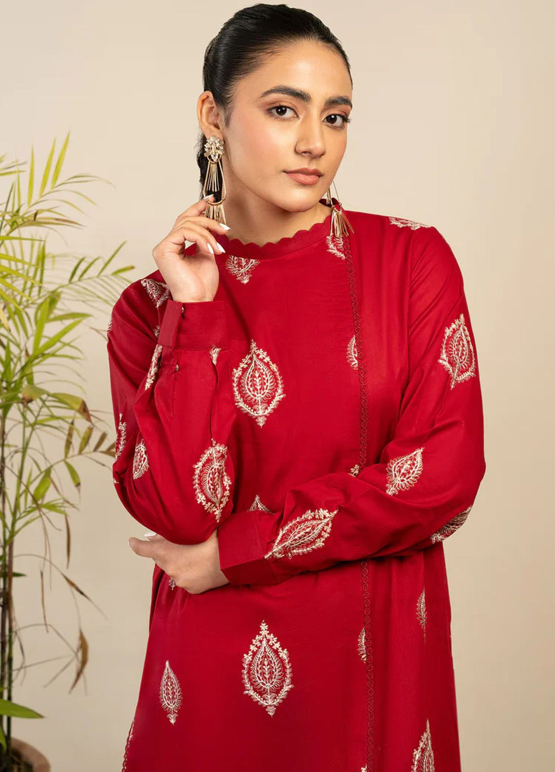 Rawayat By Meeral Embroidered Lawn Suit Unstitched 2 Piece MRL24R Ruby - Summer Collection