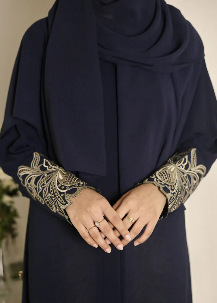 Raya by Bibayas Pret Embroidered Georgett 2 Piece Abaya Samra