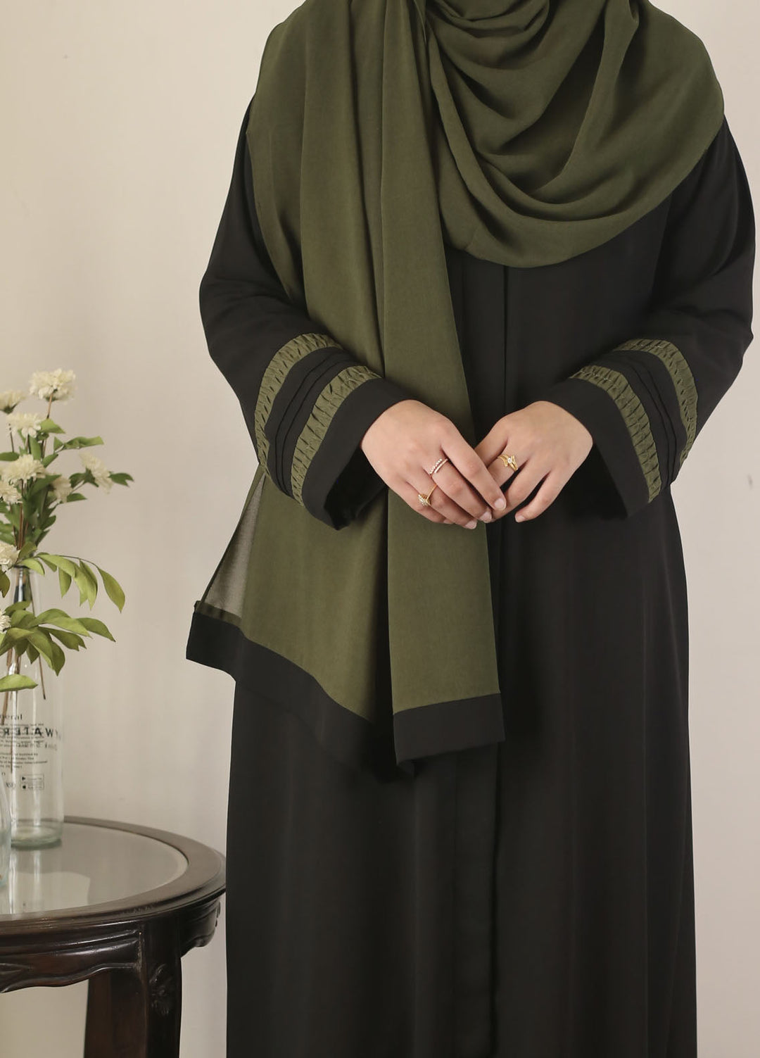 Raya by Bibayas Pret Plain Georgett 2 Piece Abaya Reem