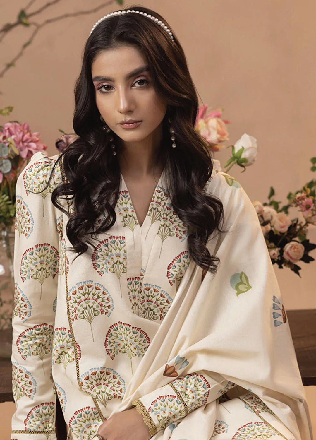 Raya by Humdum Printed Khaddar Suits Unstitched 3 Piece HD24RU D-02 - Winter Collection