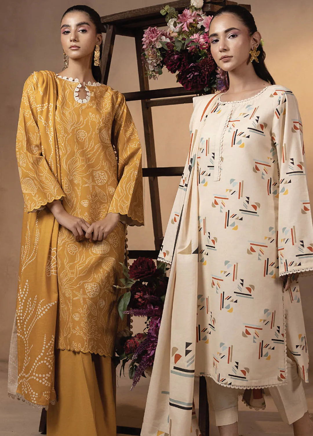 Raya by Humdum Printed Khaddar Suits Unstitched 3 Piece HD24RU D-05 - Winter Collection