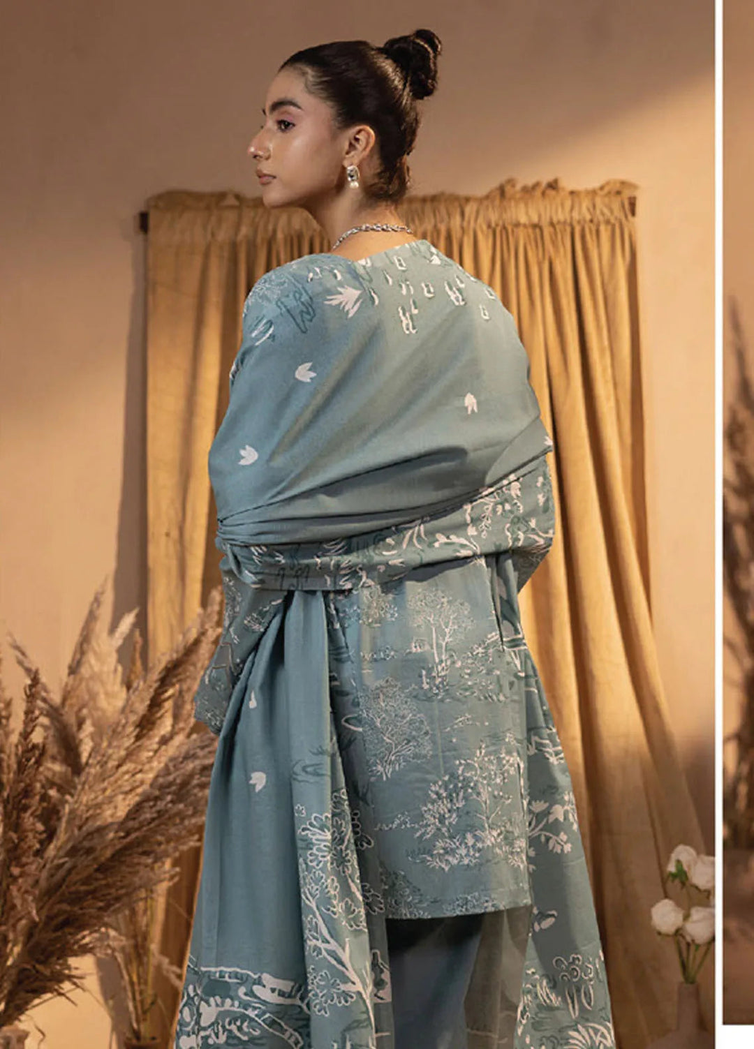 Raya by Humdum Printed Khaddar Suits Unstitched 3 Piece HD24RU D-06 - Winter Collection