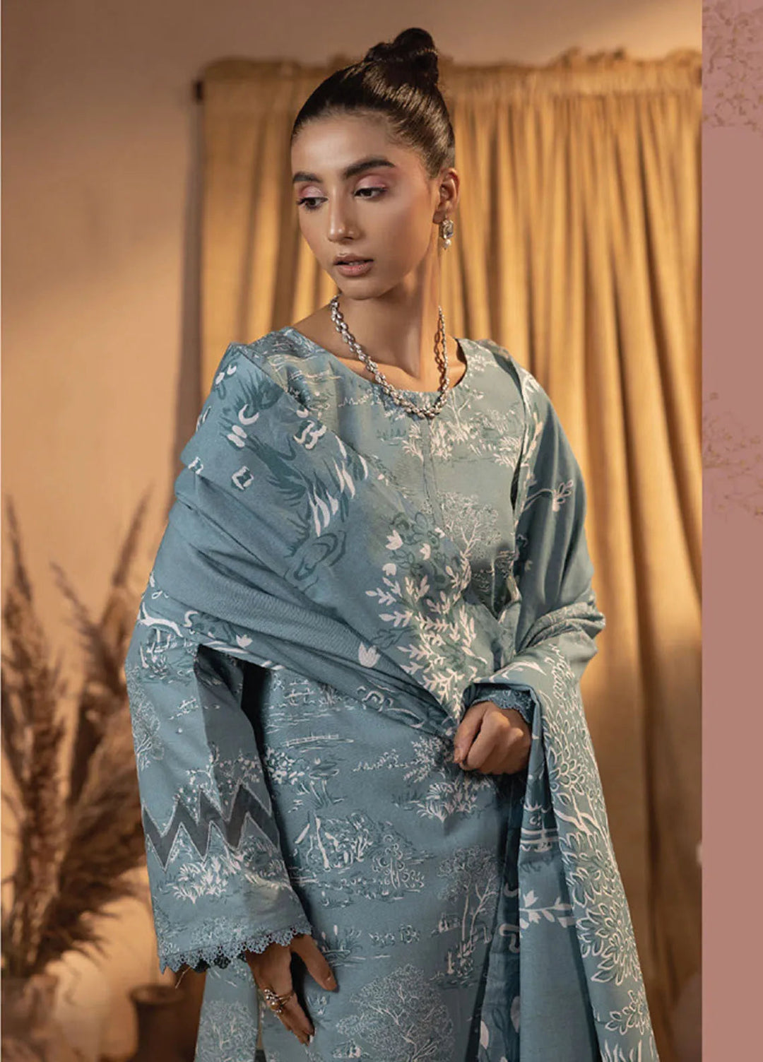 Raya by Humdum Printed Khaddar Suits Unstitched 3 Piece HD24RU D-06 - Winter Collection