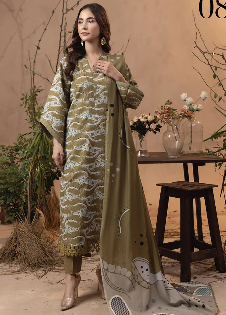 Raya by Humdum Printed Khaddar Suits Unstitched 3 Piece HD24RU D-08 - Winter Collection