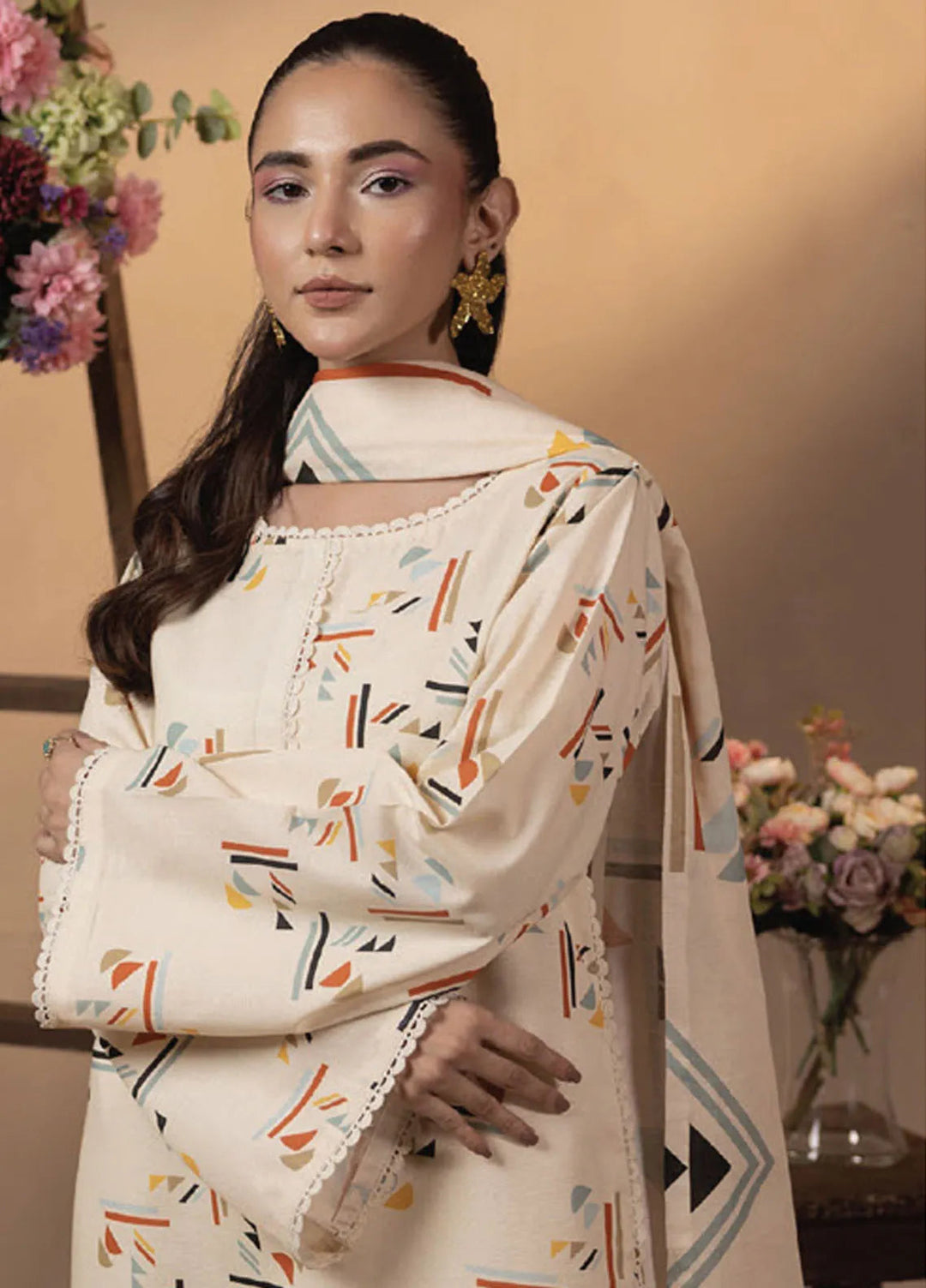 Raya by Humdum Printed Khaddar Suits Unstitched 3 Piece HD24RU D-10 - Winter Collection