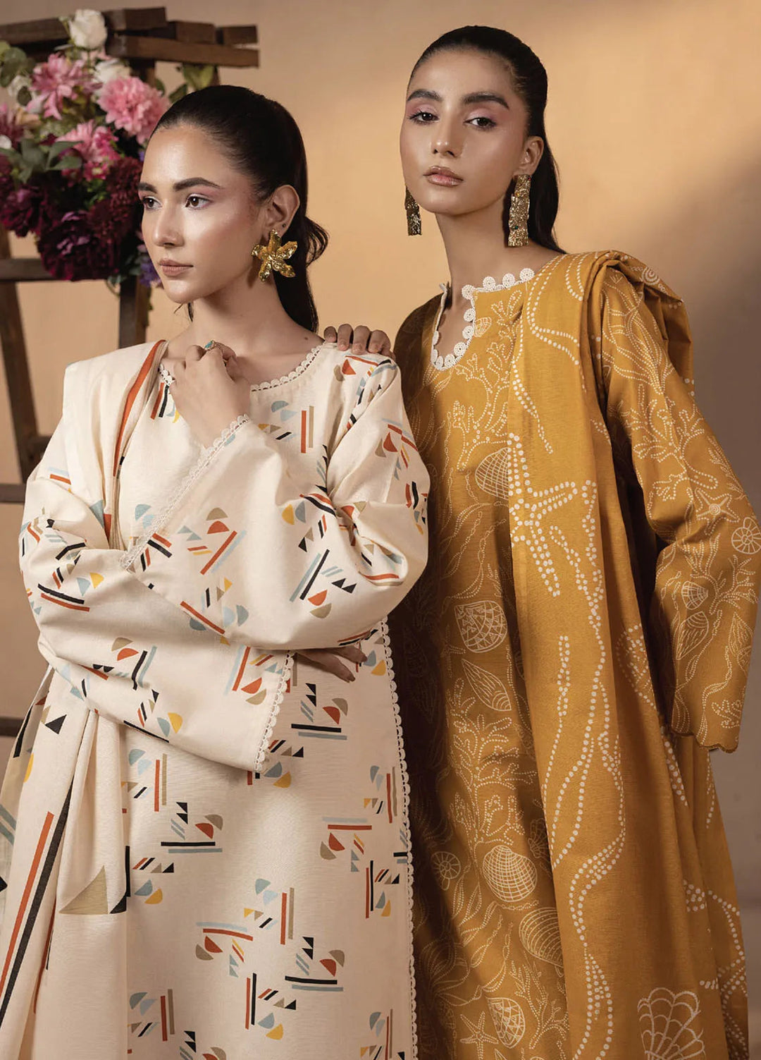 Raya by Humdum Printed Khaddar Suits Unstitched 3 Piece HD24RU D-10 - Winter Collection