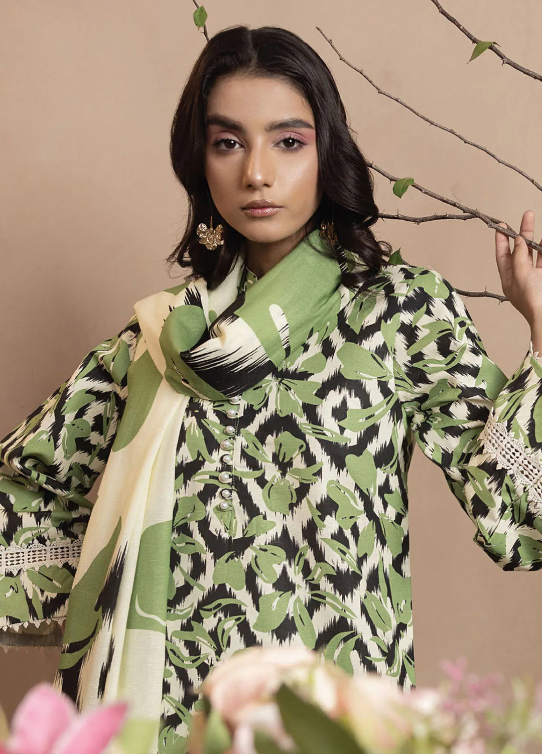 Raya by Humdum Printed Khaddar Suits Unstitched 3 Piece HD24RU D-11 - Winter Collection