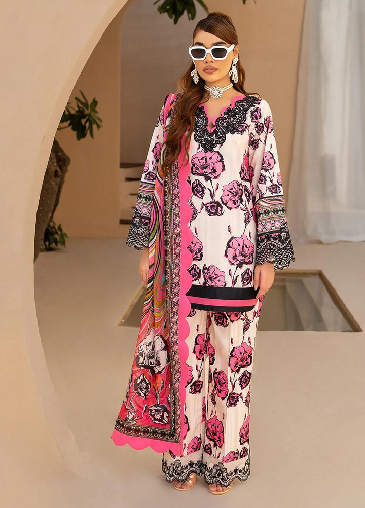 Raya By Maria Osama Khan Embroidered  Suits Unstitched 3 Piece MOK23RAY MR-01 Electric Pink - Summer Collection