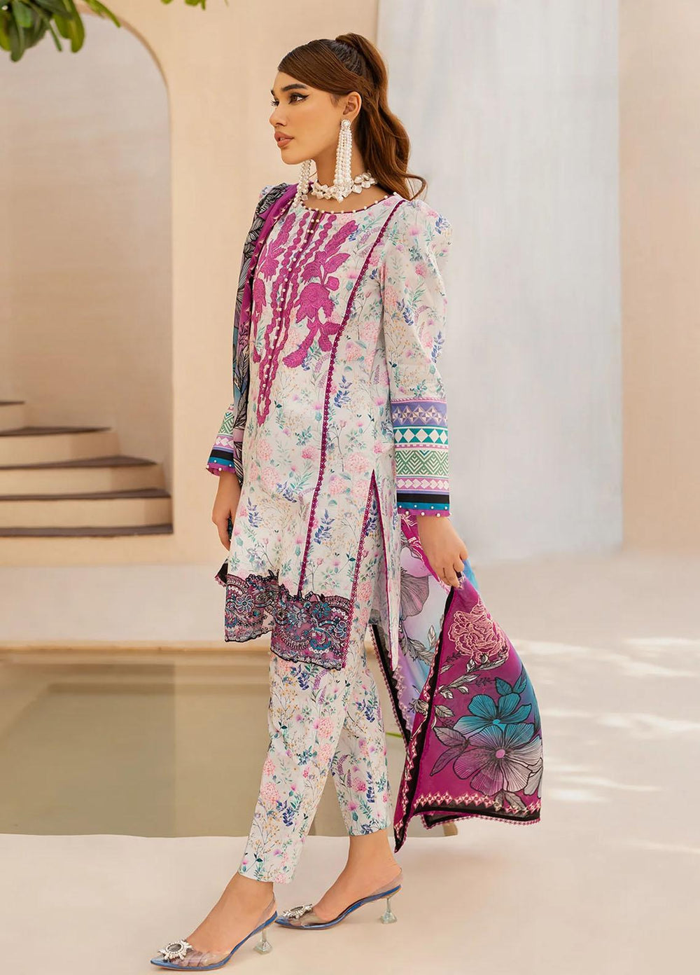 Raya By Maria Osama Khan Embroidered  Suits Unstitched 3 Piece MOK23RAY MR-02 Truffle - Summer Collection