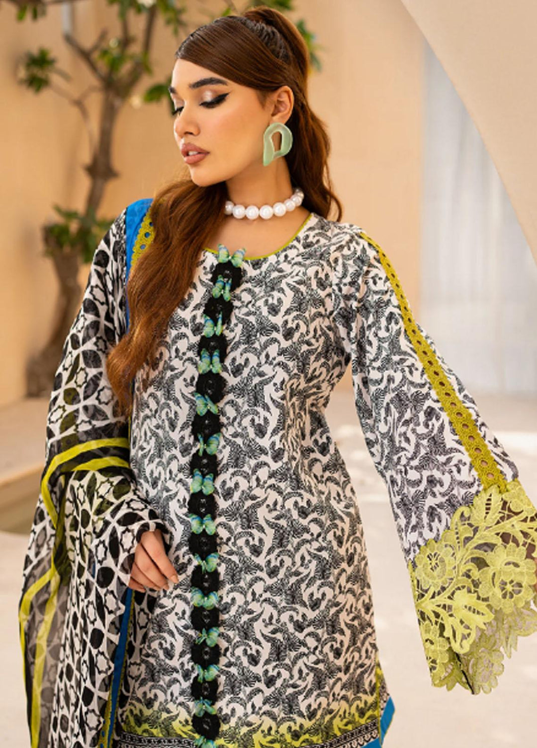 Raya By Maria Osama Khan Embroidered  Suits Unstitched 3 Piece MOK23RAY MR-03 Azure - Summer Collection