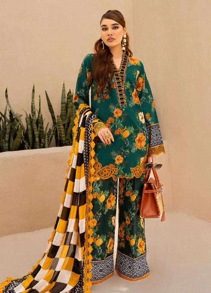 Raya By Maria Osama Khan Embroidered  Suits Unstitched 3 Piece MOK23RAY MR-05 Jade - Summer Collection