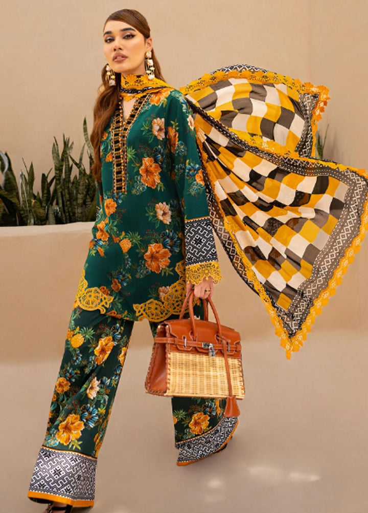 Raya By Maria Osama Khan Embroidered  Suits Unstitched 3 Piece MOK23RAY MR-05 Jade - Summer Collection