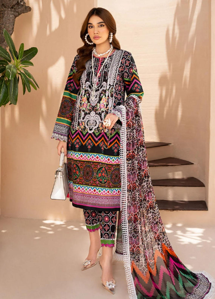 Raya By Maria Osama Khan Embroidered  Suits Unstitched 3 Piece MOK23RAY MR-08 Onyx - Summer Collection