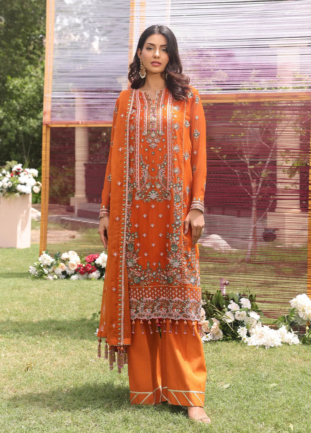 Raya By Salitex Embroidered Chiffon Suit Unstitched 3 Piece UNW24CH007UT - Festive Collection