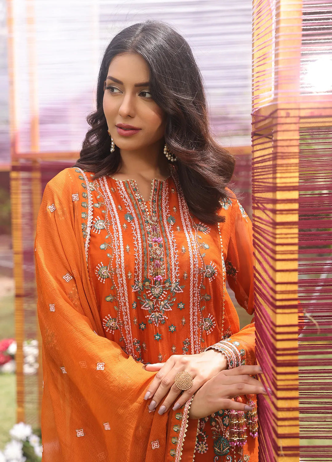 Raya By Salitex Embroidered Chiffon Suit Unstitched 3 Piece UNW24CH007UT - Festive Collection
