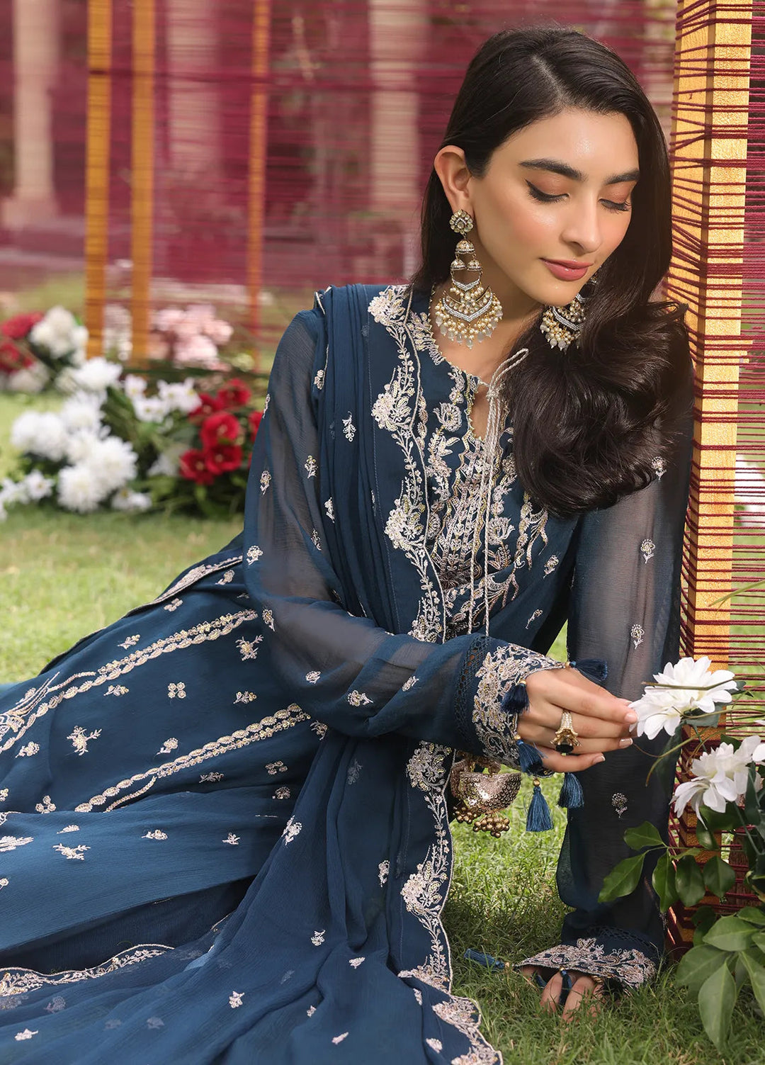 Raya By Salitex Embroidered Chiffon Suit Unstitched 3 Piece UNW24CH009UT - Festive Collection