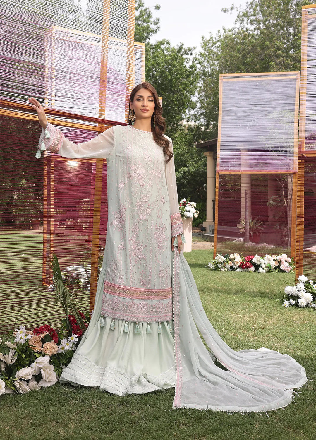 Raya By Salitex Embroidered Chiffon Suit Unstitched 3 Piece UNW24CH010UT - Festive Collection
