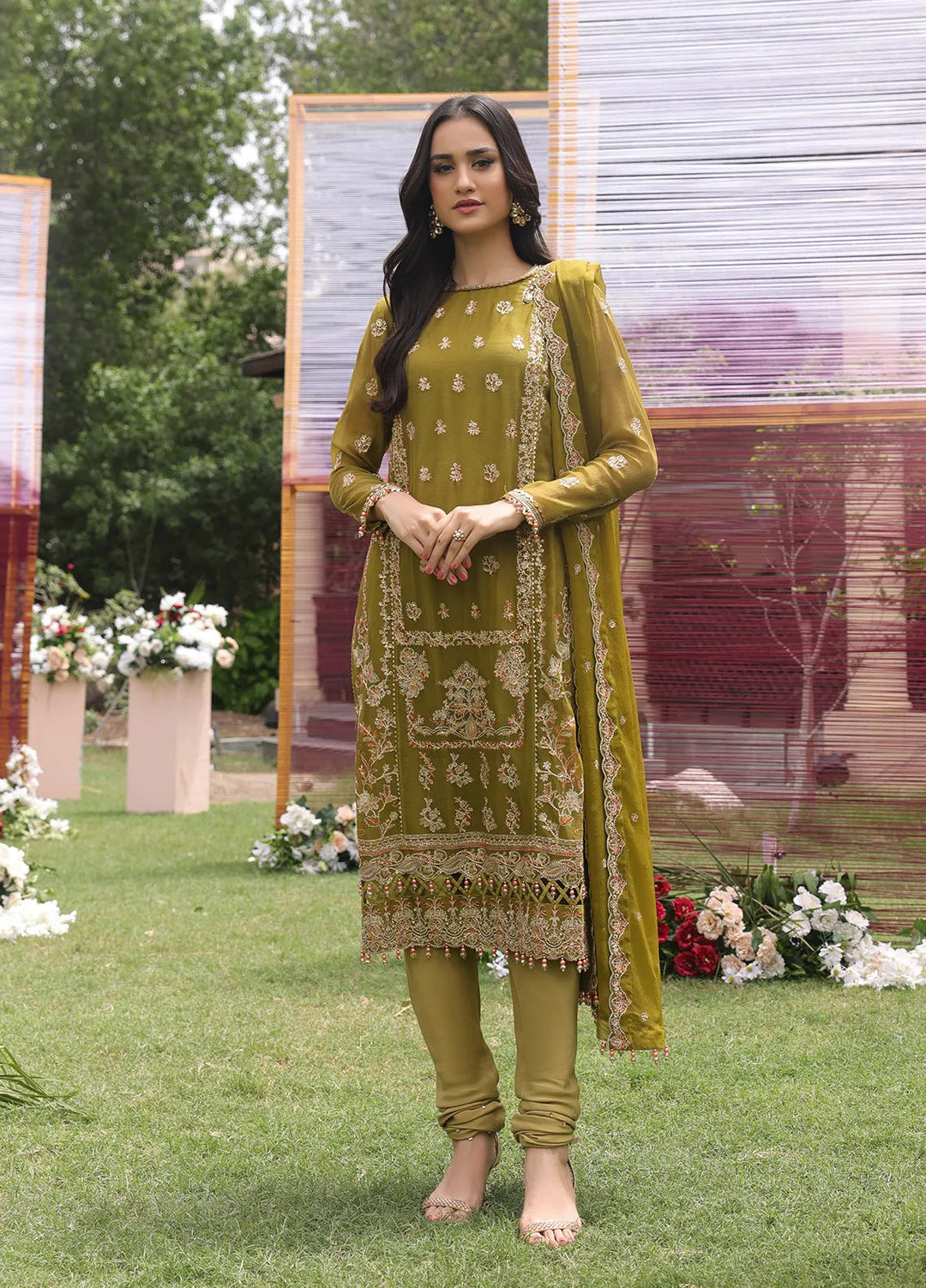 Raya By Salitex Embroidered Chiffon Suit Unstitched 3 Piece UNW24CH011UT - Festive Collection
