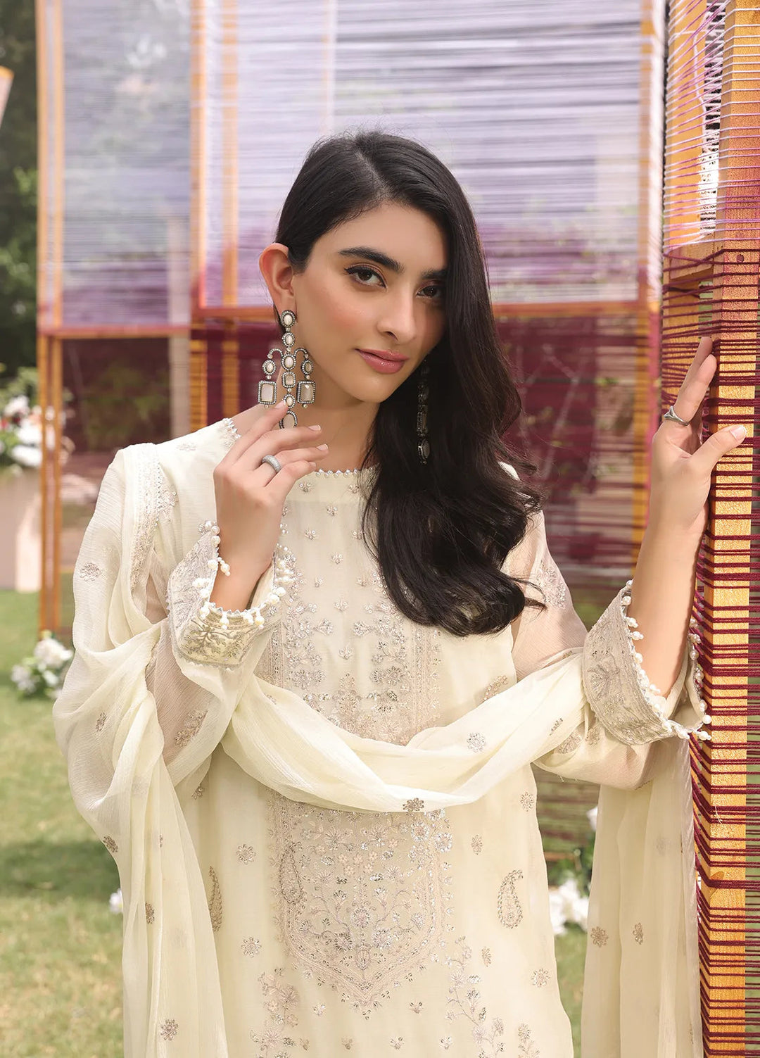 Raya By Salitex Embroidered Chiffon Suit Unstitched 3 Piece UNW24CH012UT - Festive Collection