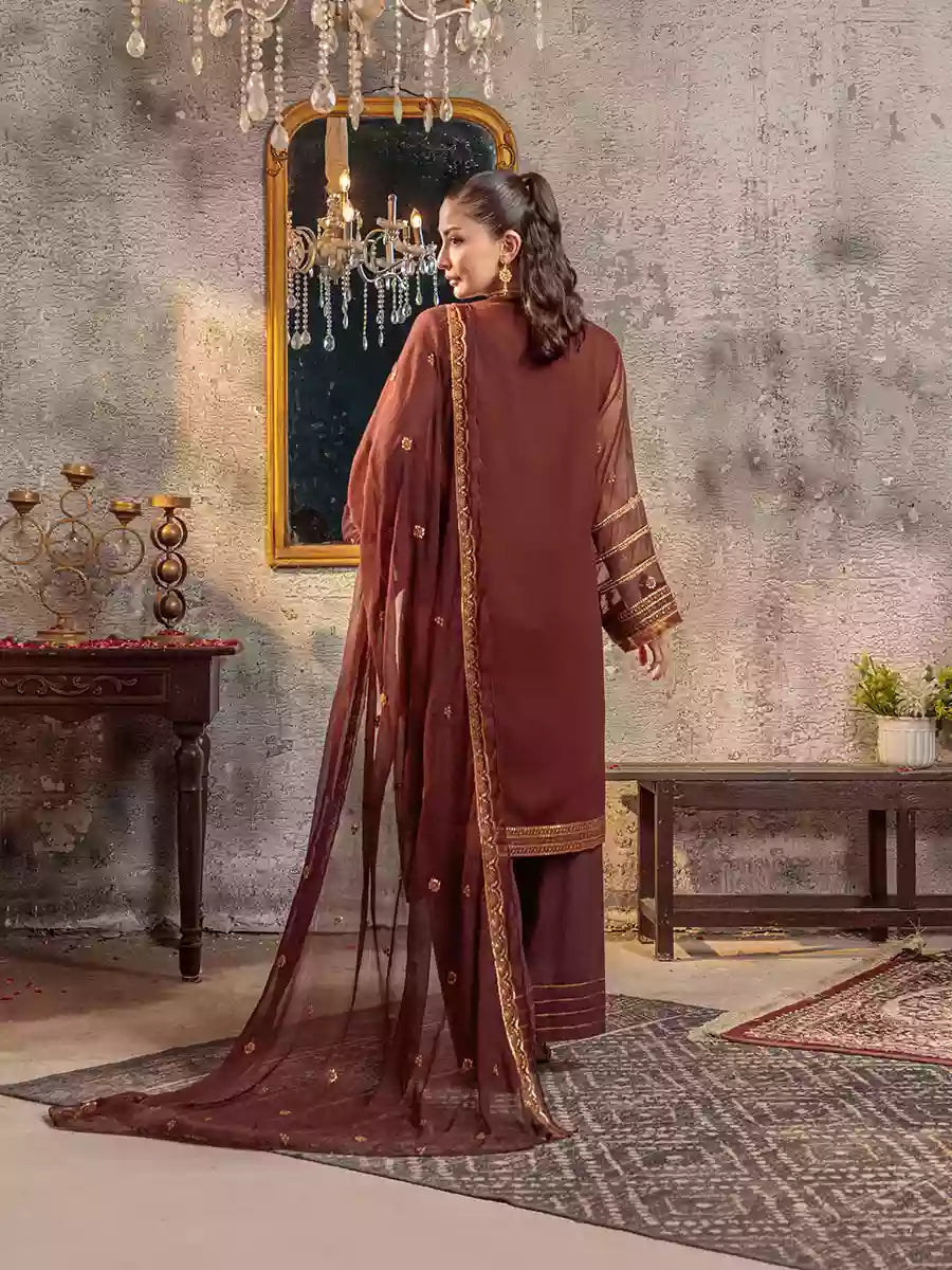 Salitex Unstitched Embroidered Chiffon 3 Piece Suit SUNW7CH094UT - Festive Collection