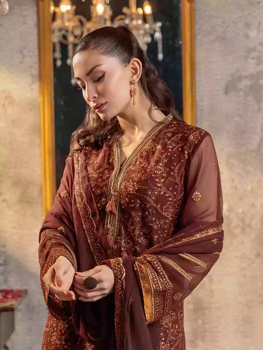 Salitex Unstitched Embroidered Chiffon 3 Piece Suit SUNW7CH094UT - Festive Collection