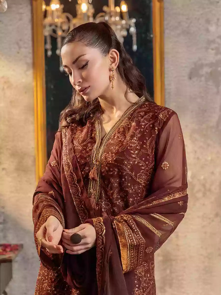 Salitex Unstitched Embroidered Chiffon 3 Piece Suit SUNW7CH094UT - Festive Collection