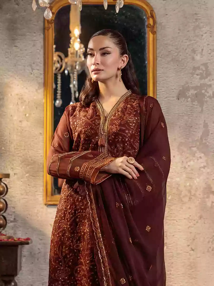 Salitex Unstitched Embroidered Chiffon 3 Piece Suit SUNW7CH094UT - Festive Collection