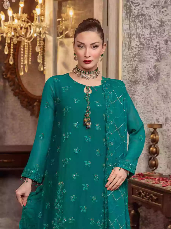 Salitex Unstitched Embroidered Chiffon 3 Piece Suit SUNW7CH093UT - Festive Collection