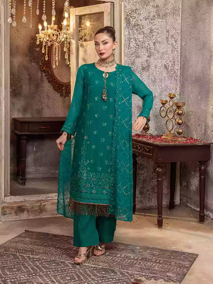 Salitex Unstitched Embroidered Chiffon 3 Piece Suit SUNW7CH093UT - Festive Collection