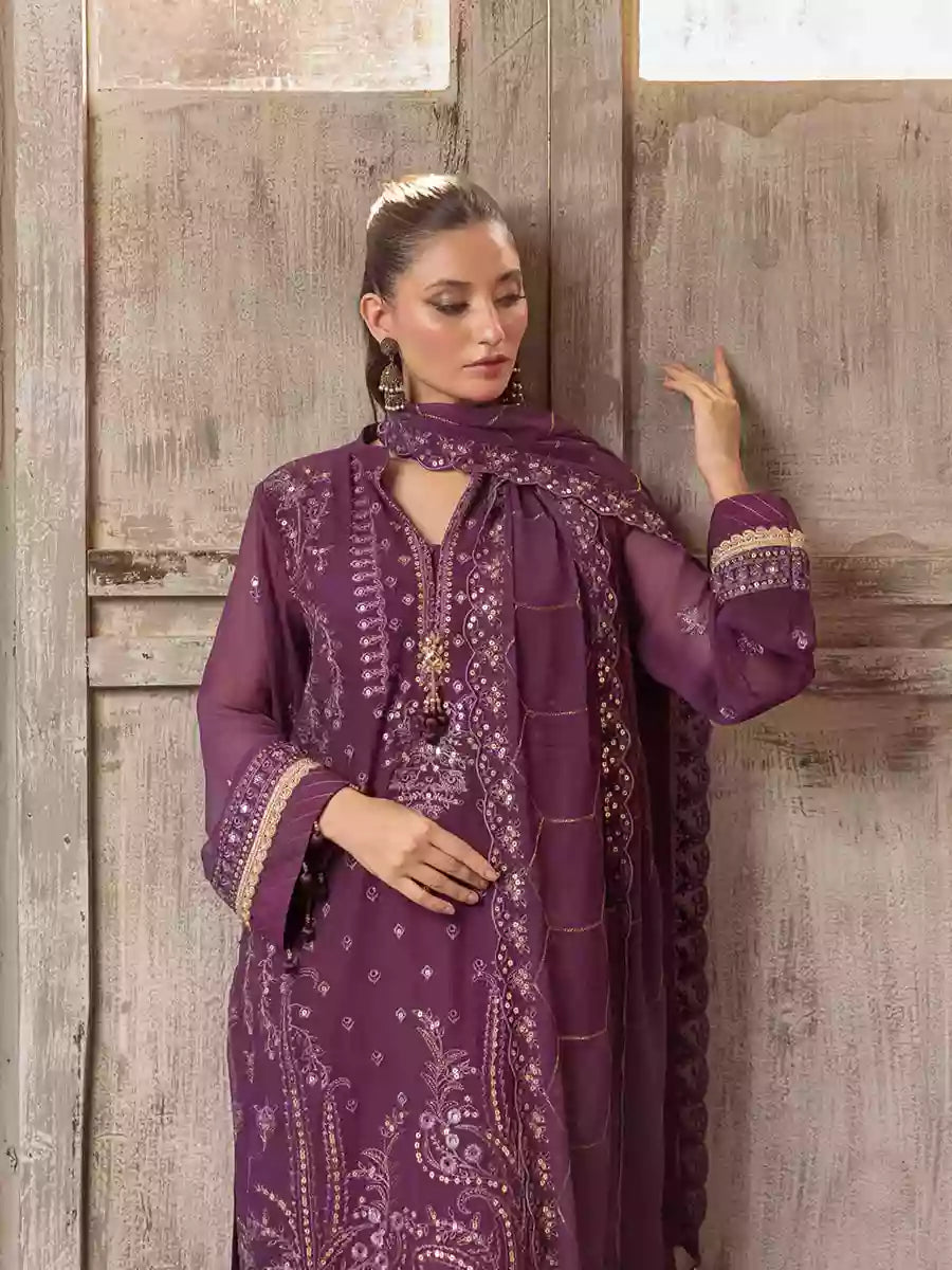 Salitex Unstitched Embroidered Chiffon 3 Piece Suit SUNW7CH092UT - Festive Collection