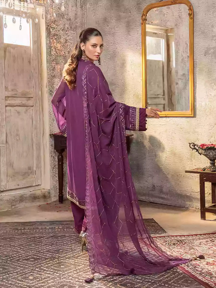 Salitex Unstitched Embroidered Chiffon 3 Piece Suit SUNW7CH092UT - Festive Collection