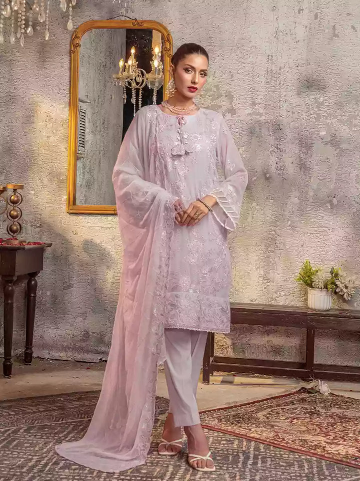 Salitex Unstitched Embroidered Chiffon 3 Piece Suit SUNW7CH091UT - Festive Collection