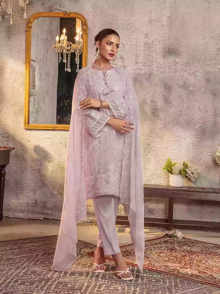 Salitex Unstitched Embroidered Chiffon 3 Piece Suit SUNW7CH091UT - Festive Collection