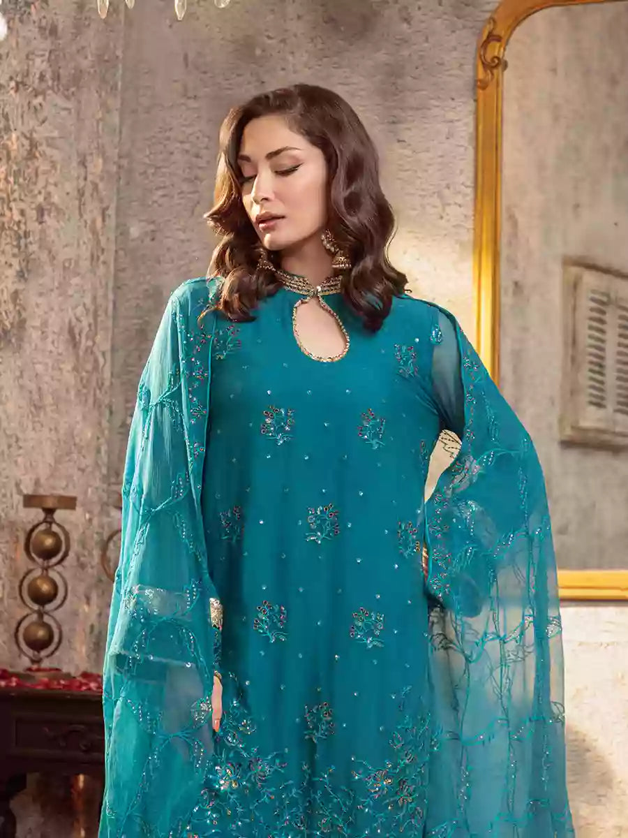 Salitex Unstitched Embroidered Chiffon 3 Piece Suit SUNW7CH090UT - Festive Collection