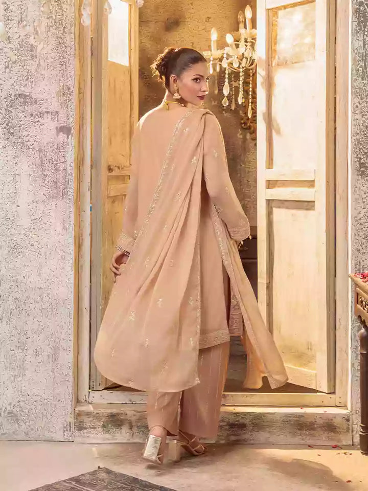 Salitex Unstitched Embroidered Chiffon 3 Piece Suit SUNW7CH089UT - Festive Collection