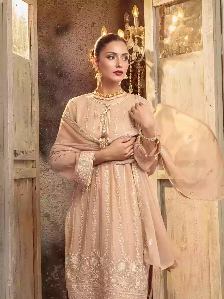 Salitex Unstitched Embroidered Chiffon 3 Piece Suit SUNW7CH089UT - Festive Collection