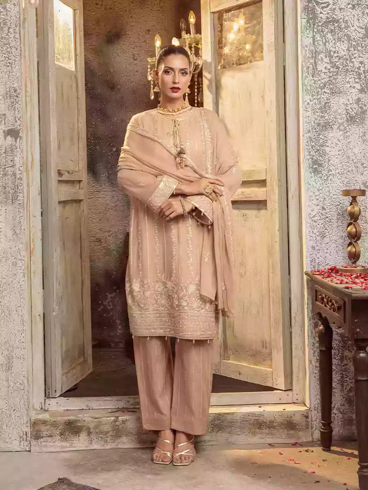 Salitex Unstitched Embroidered Chiffon 3 Piece Suit SUNW7CH089UT - Festive Collection
