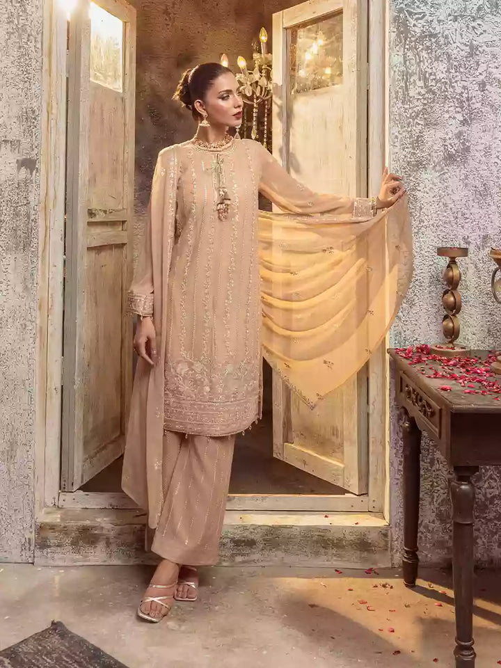 Salitex Unstitched Embroidered Chiffon 3 Piece Suit SUNW7CH089UT - Festive Collection