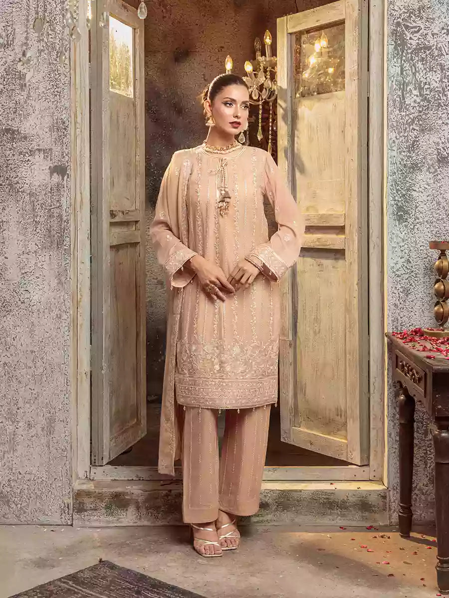 Salitex Unstitched Embroidered Chiffon 3 Piece Suit SUNW7CH089UT - Festive Collection