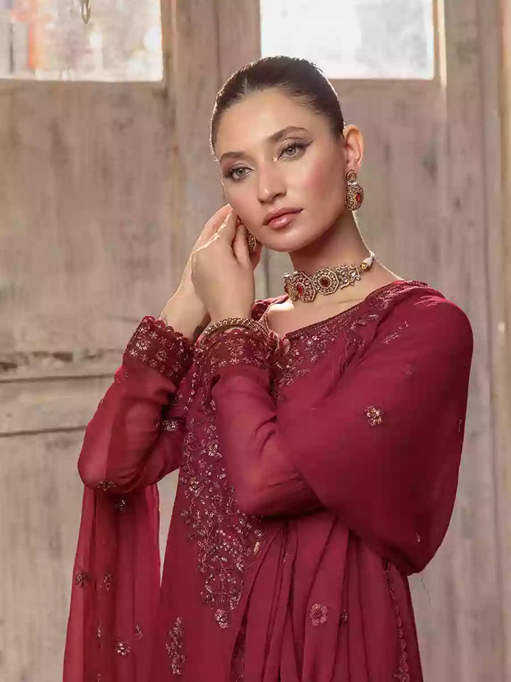 Salitex Unstitched Embroidered Chiffon 3 Piece Suit SUNW7CH088UT - Festive Collection