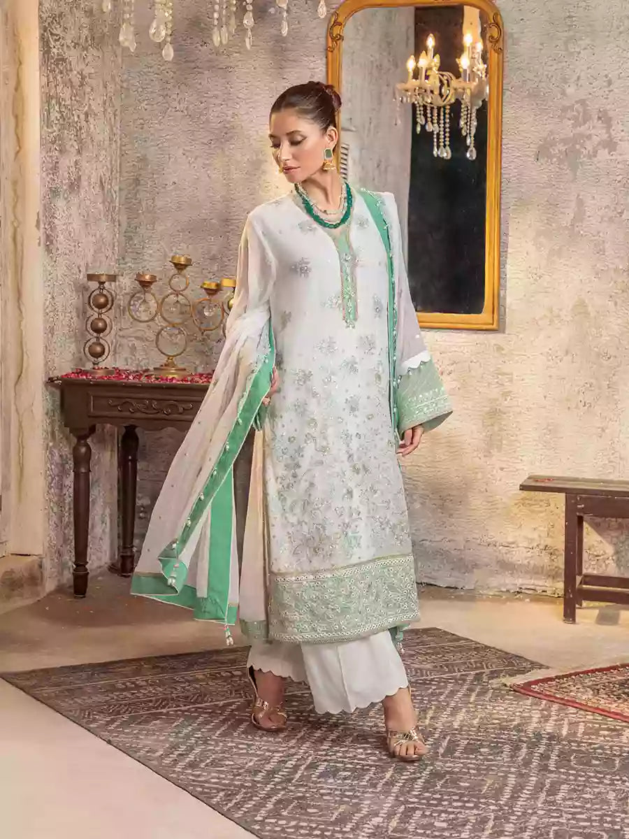 Salitex Unstitched Embroidered Chiffon 3 Piece Suit SUNW7CH087UT - Festive Collection