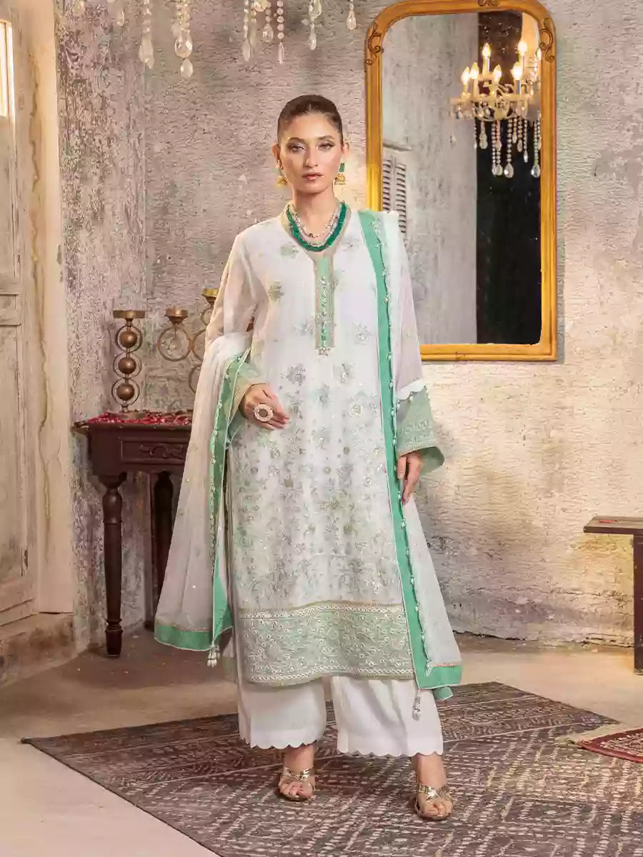 Salitex Unstitched Embroidered Chiffon 3 Piece Suit SUNW7CH087UT - Festive Collection
