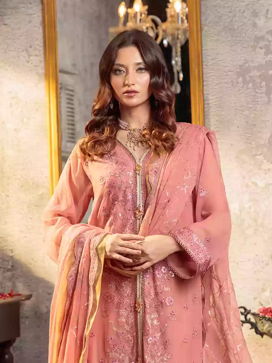 Salitex Unstitched Embroidered Chiffon 3 Piece Suit SUNW7CH086UT - Festive Collection
