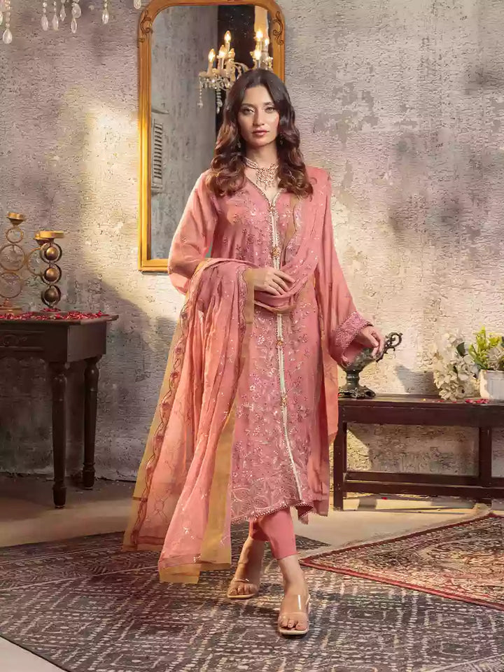 Salitex Unstitched Embroidered Chiffon 3 Piece Suit SUNW7CH086UT - Festive Collection