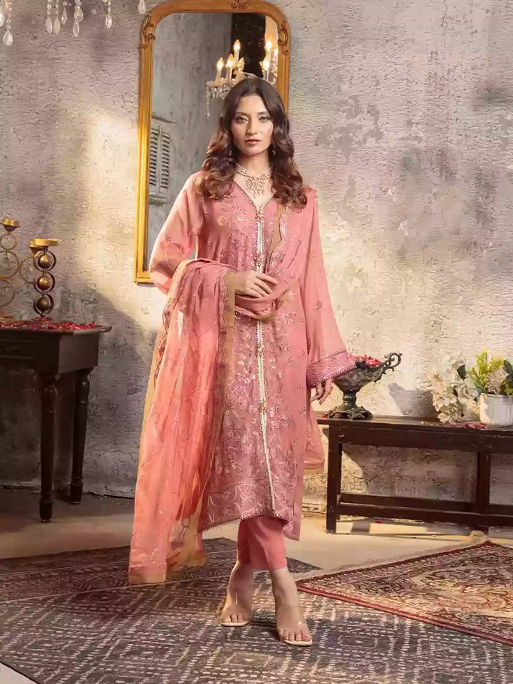 Salitex Unstitched Embroidered Chiffon 3 Piece Suit SUNW7CH086UT - Festive Collection