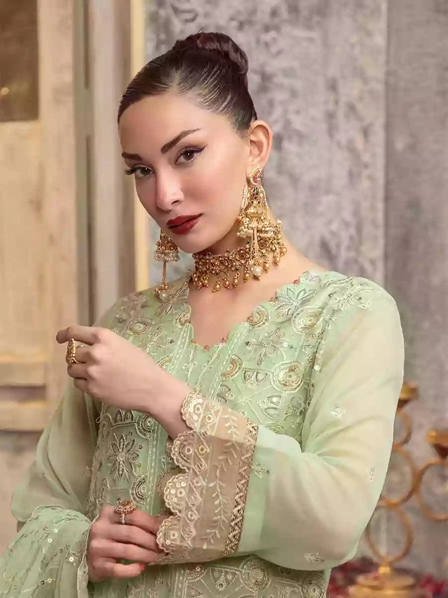 Salitex Unstitched Embroidered Chiffon 3 Piece Suit SUNW7CH085UT - Festive Collection