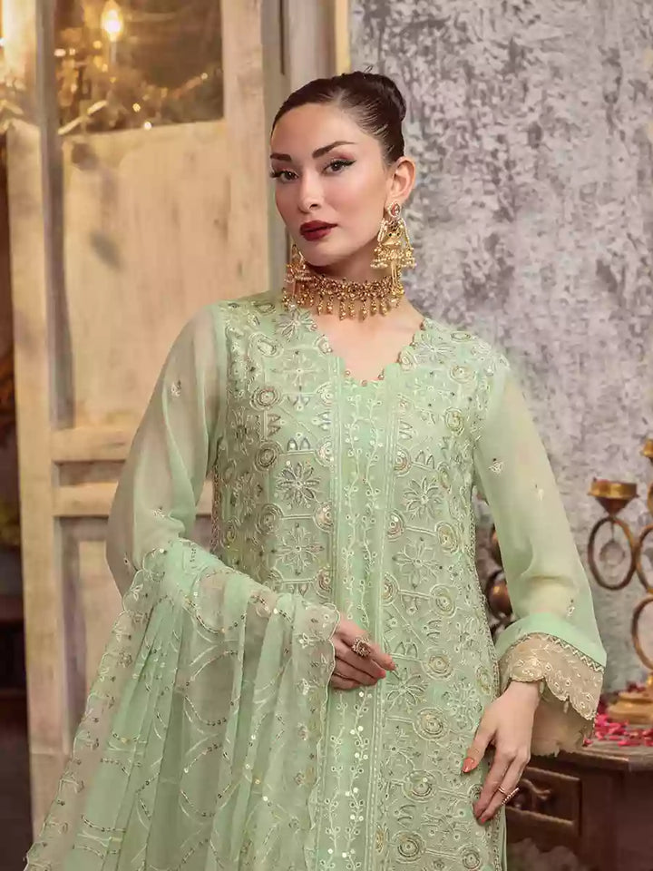 Salitex Unstitched Embroidered Chiffon 3 Piece Suit SUNW7CH085UT - Festive Collection