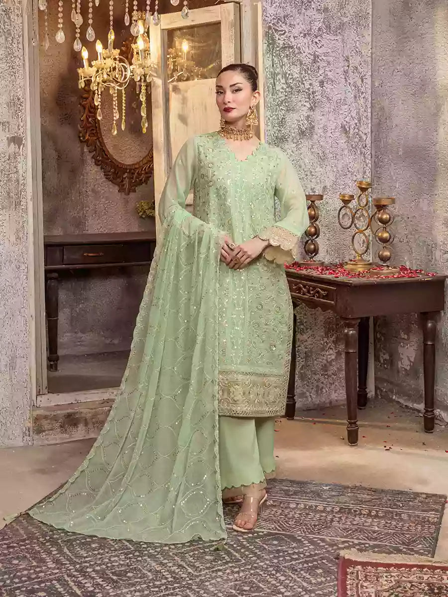 Salitex Unstitched Embroidered Chiffon 3 Piece Suit SUNW7CH085UT - Festive Collection